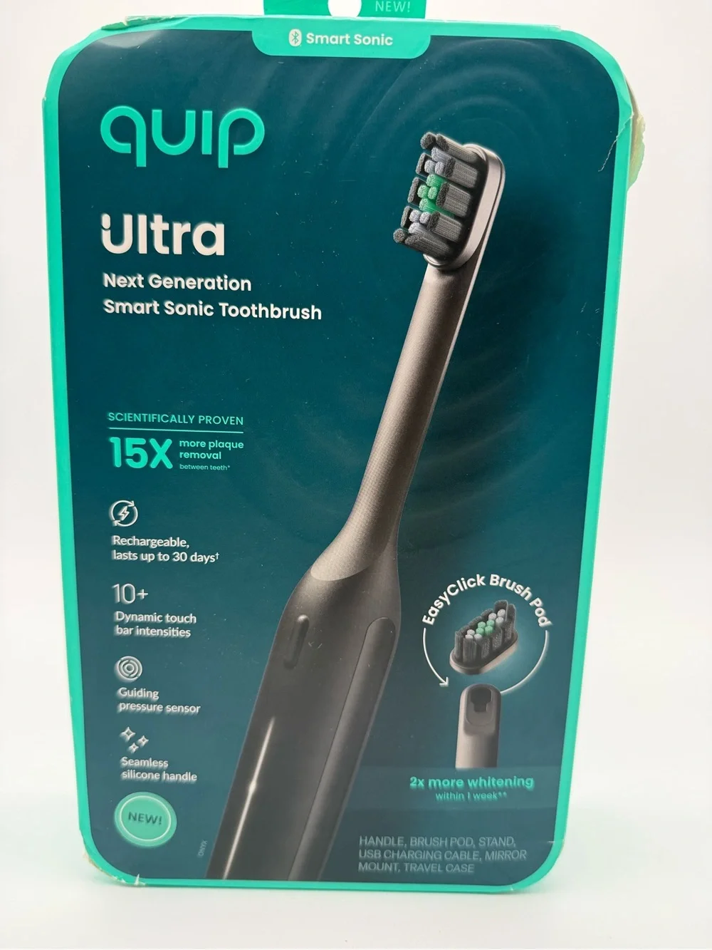 QUIP Ultra Smart Sonic Toothbrush - Black NEW OPEN BOX MISSING MIRROR MOUNT